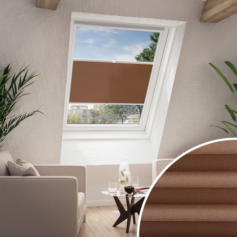 Dachfenster Plissee Classico Pearl Braun