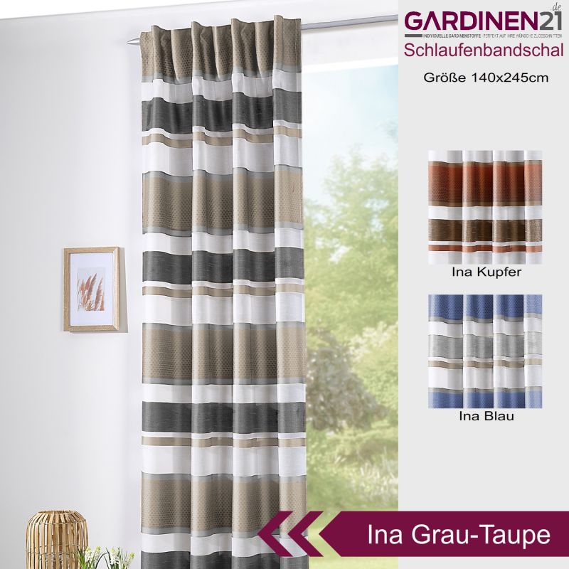 Gardine Ina Grau-Taupe kaufen | Gardinen21